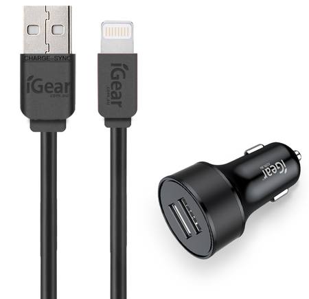 Buy CAR CHARGER - DUAL USB WITH CABLE SUIT FOR iPhone 5 to 14 - BLACK* in NZ. 